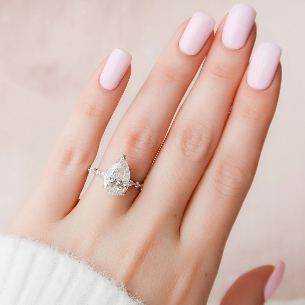 Elongated Pear Cut Labgrown Engagement Ring