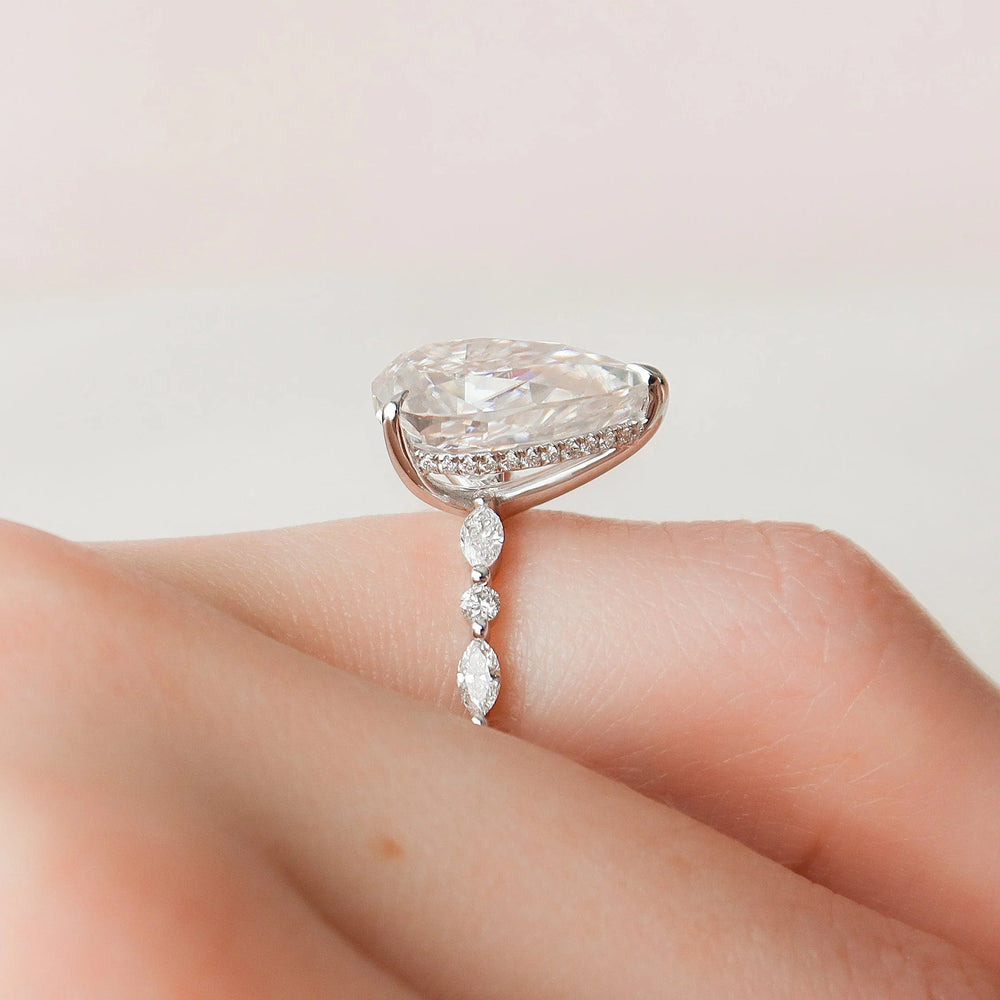 Elongated Pear Cut Labgrown Engagement Ring