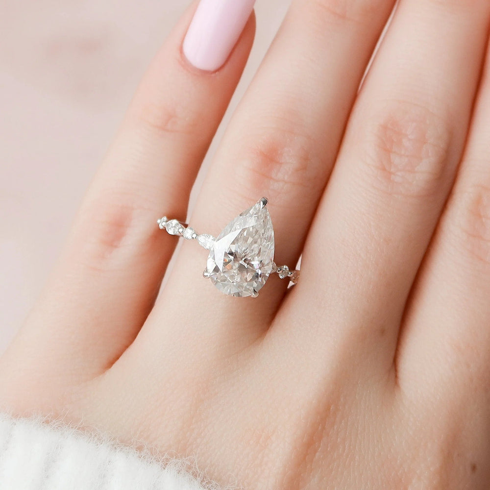 Elongated Pear Cut Labgrown Engagement Ring