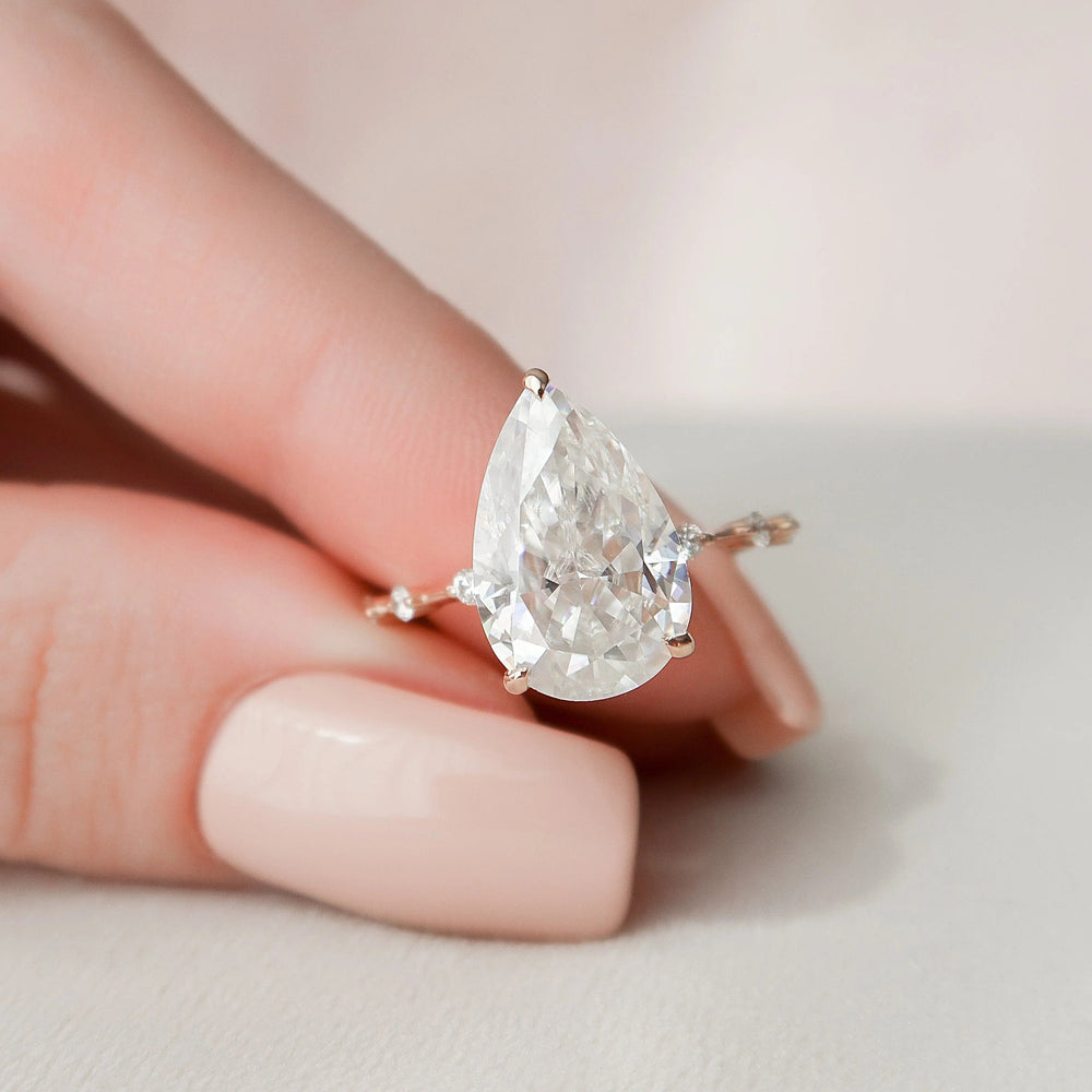 Elongated Pear Cut Labgrown Engagement Ring