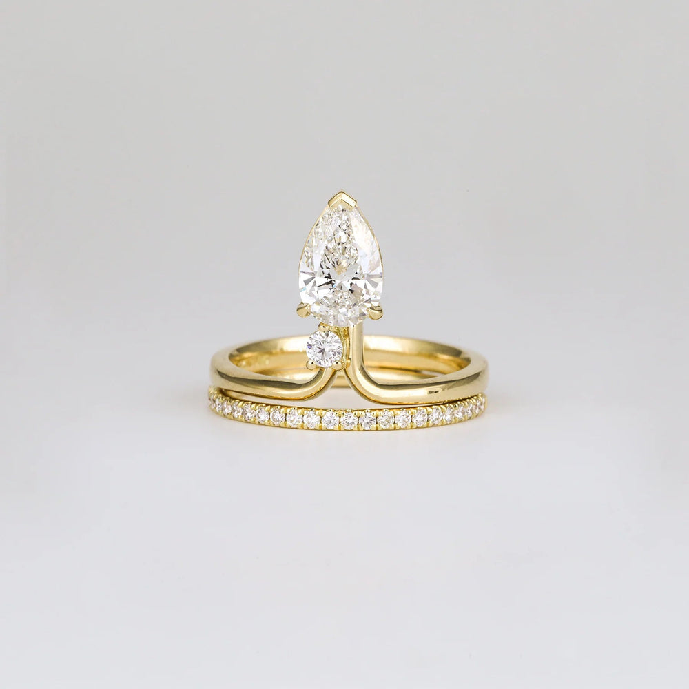 Elongated Pear Cut Labgrown Engagement Ring