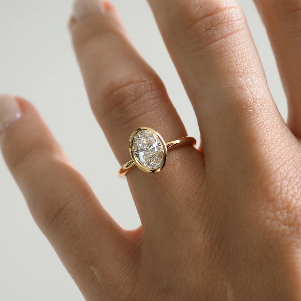 Bezel Set Oval Cut Labgrown Engagement Ring