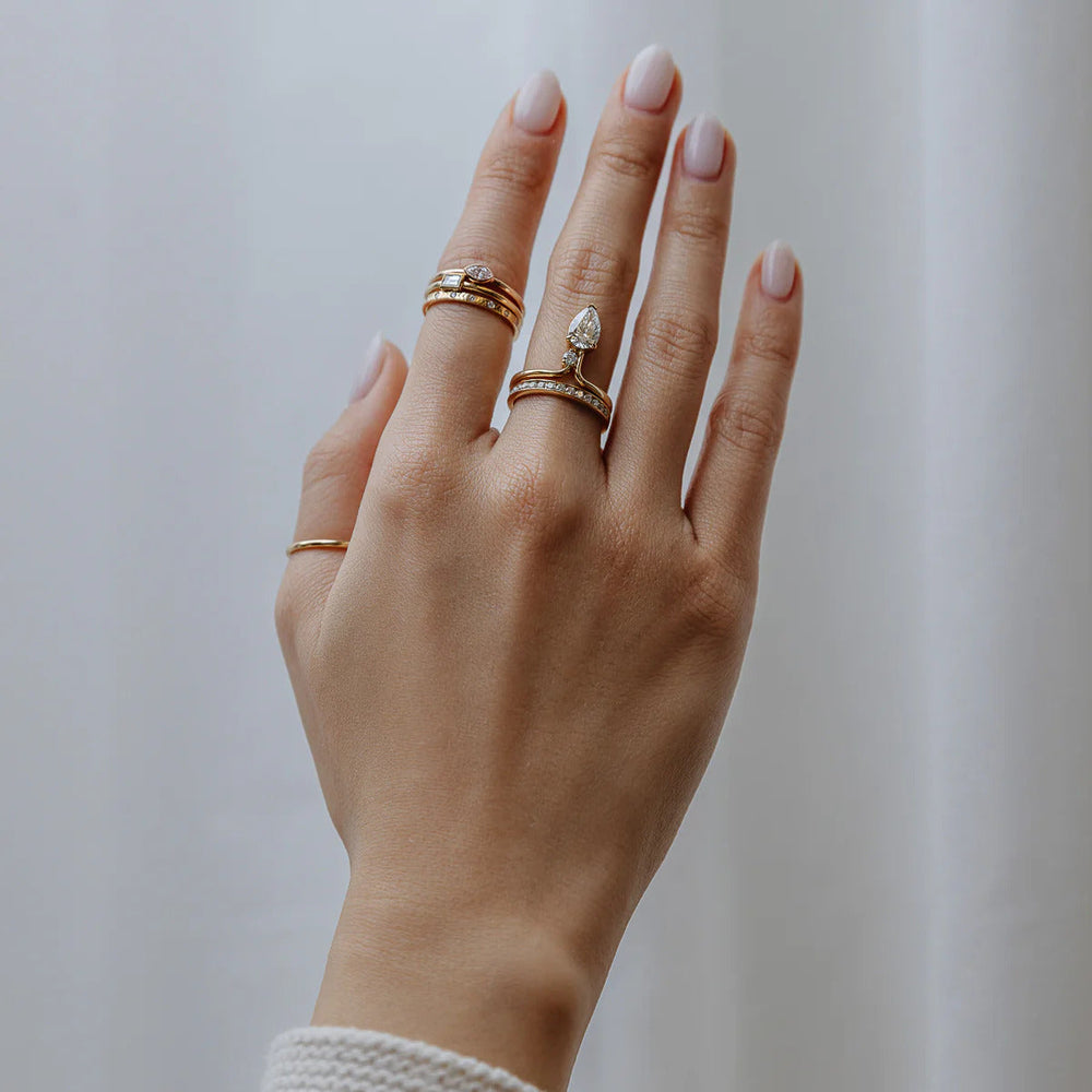 Elongated Pear Cut Labgrown Engagement Ring