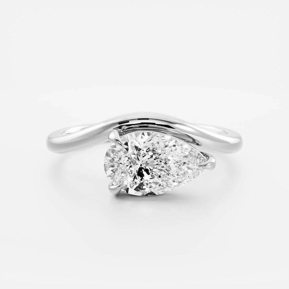 Elongated Pear Cut Labgrown Engagement Ring