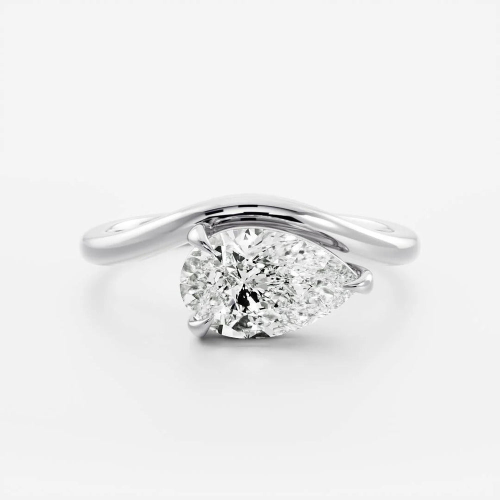 Elongated Pear Cut Labgrown Engagement Ring