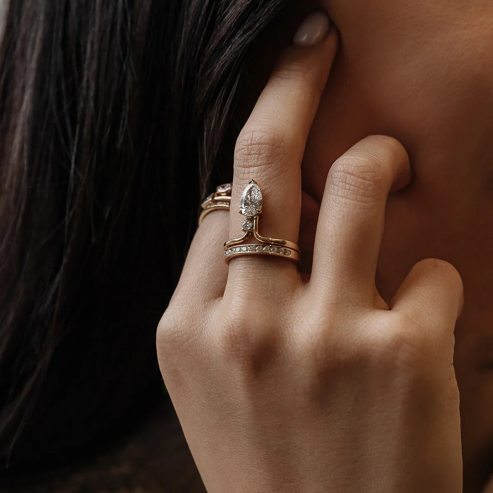 Elongated Pear Cut Labgrown Engagement Ring