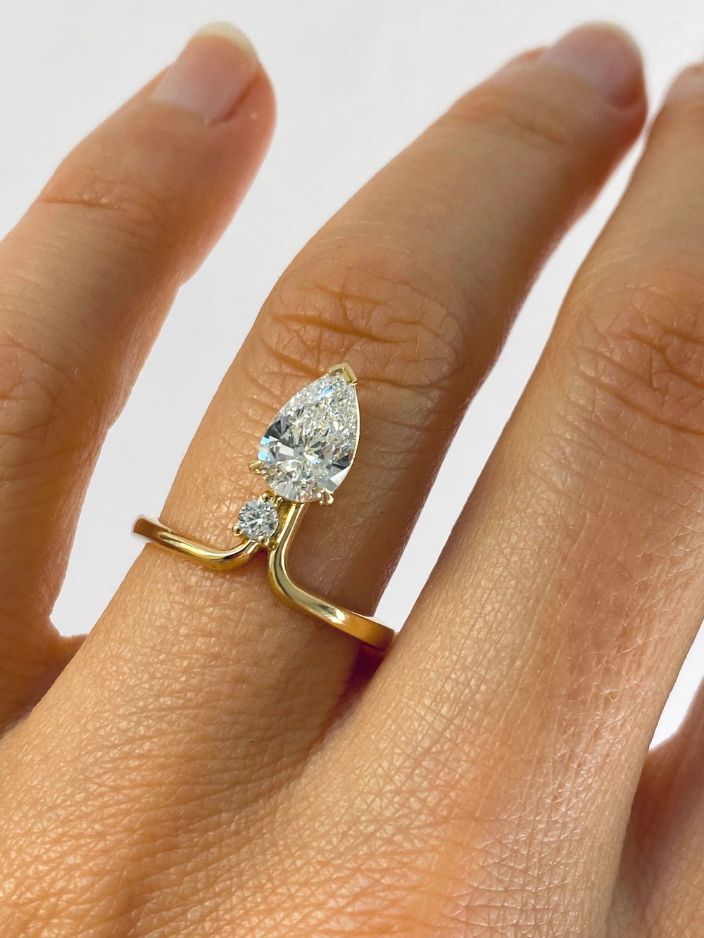 Elongated Pear Cut Labgrown Engagement Ring