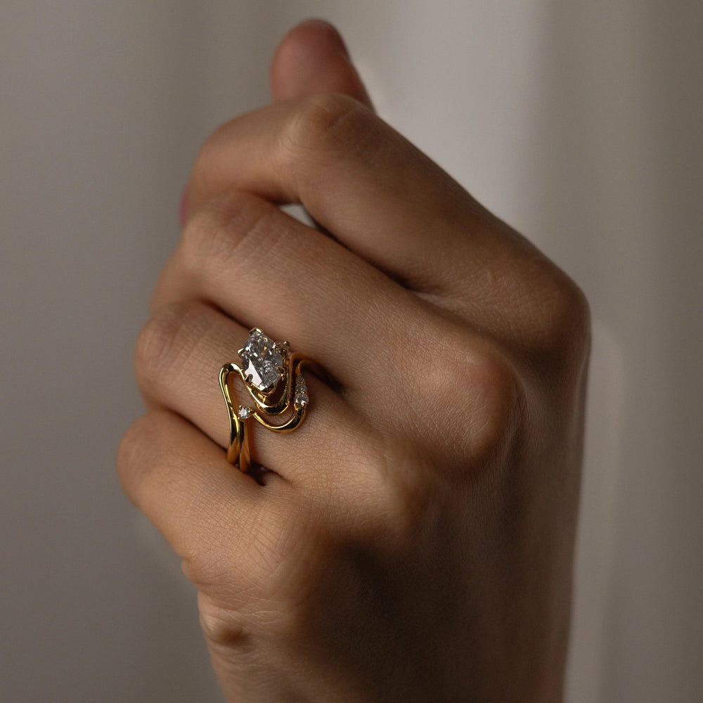 Bridal Set Marquise Cut Labgrown Engagement Ring