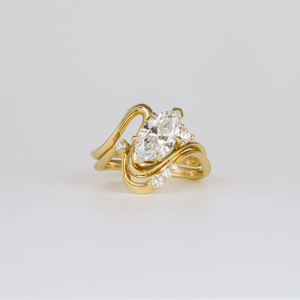 Bridal Set Marquise Cut Labgrown Engagement Ring