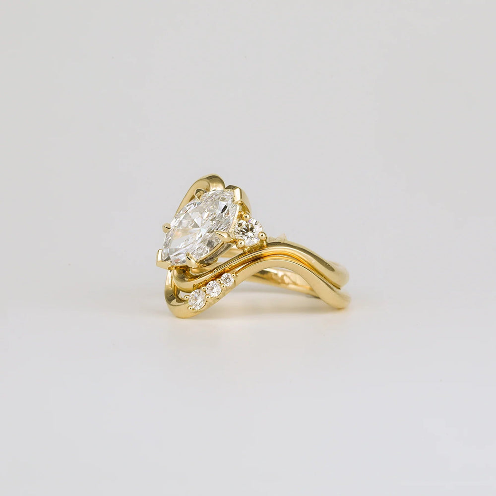 Bridal Set Marquise Cut Labgrown Engagement Ring