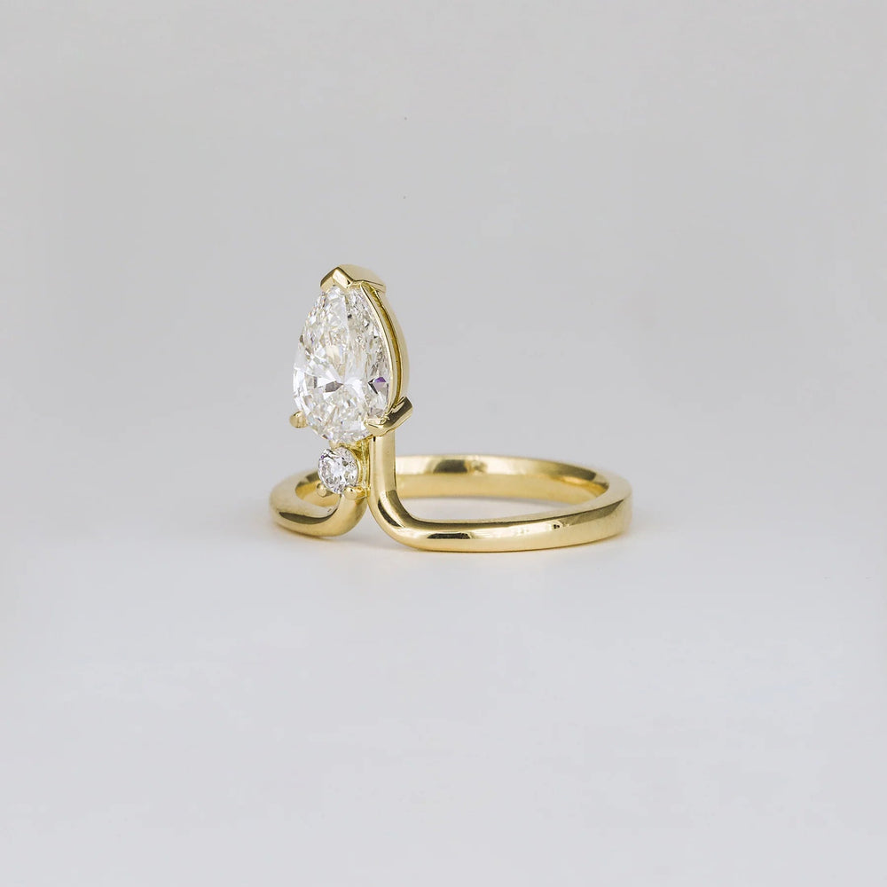 Elongated Pear Cut Labgrown Engagement Ring