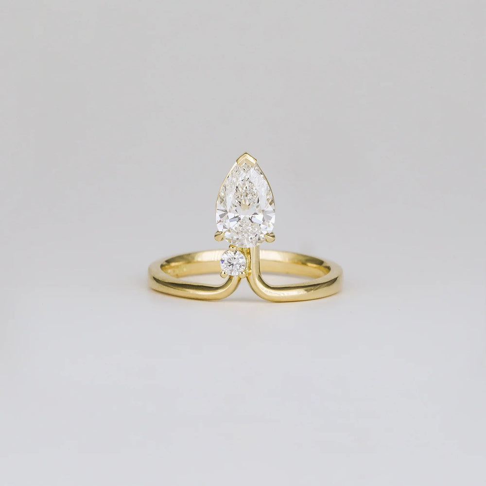 Elongated Pear Cut Labgrown Engagement Ring
