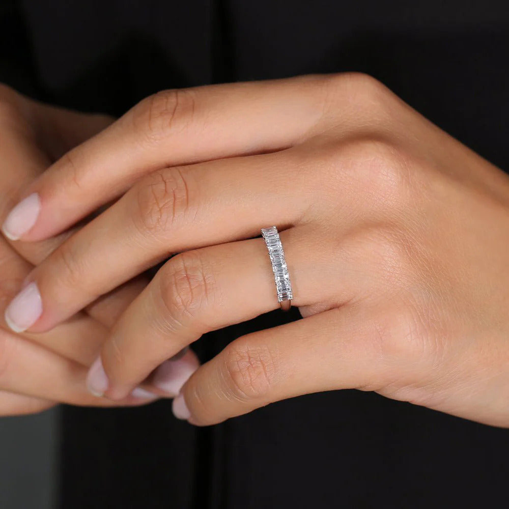 Emerald Cut Wedding Band Women Labgrown Band