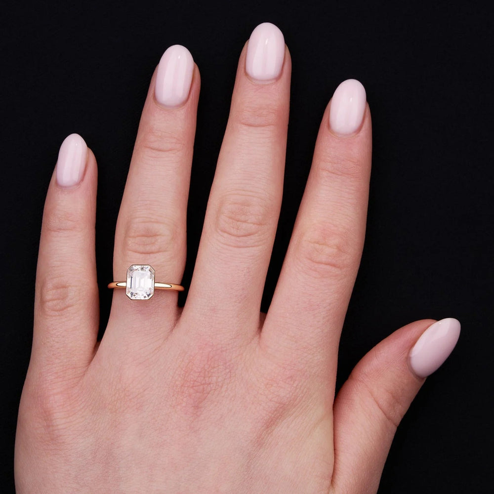 Bezel Set Emerald Cut Labgrown Engagement Ring