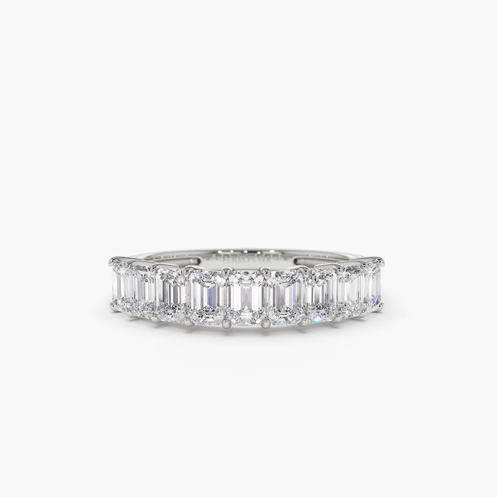 Emerald Cut Wedding Band Women Labgrown Band