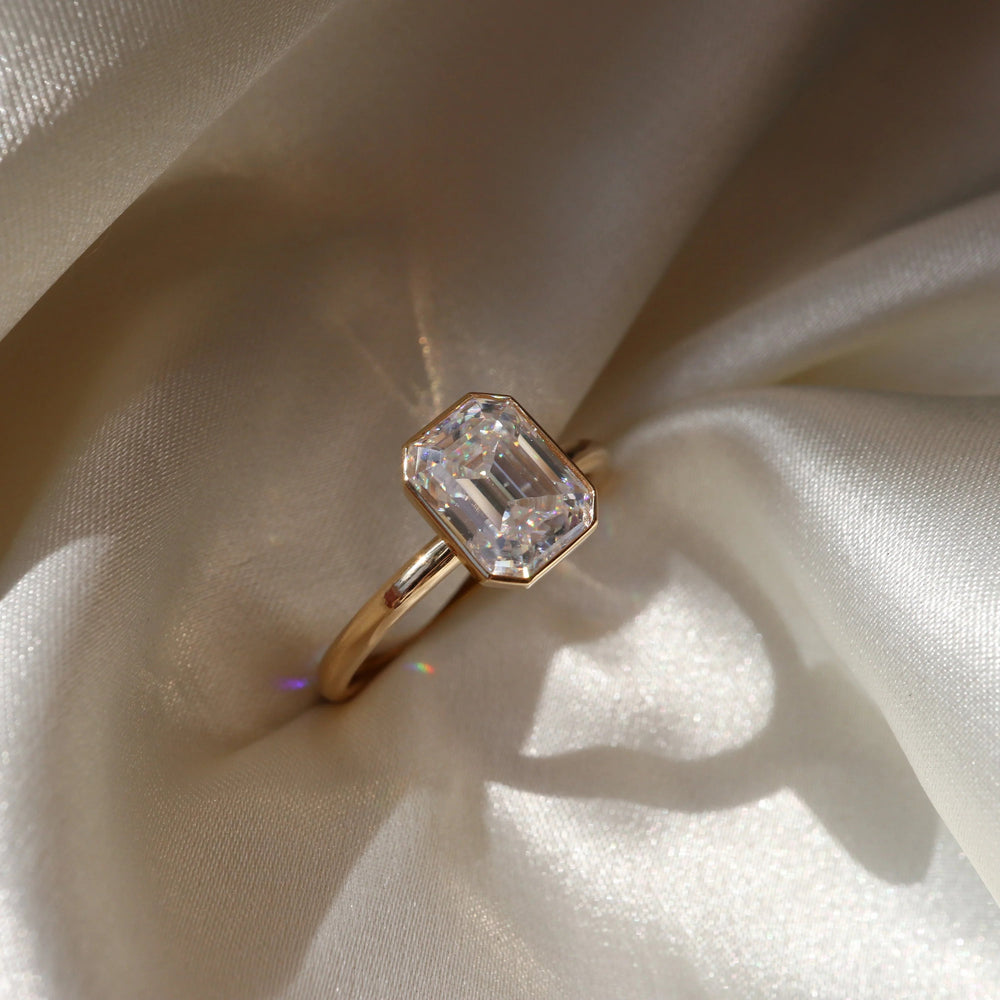 Bezel Set Emerald Cut Labgrown Engagement Ring