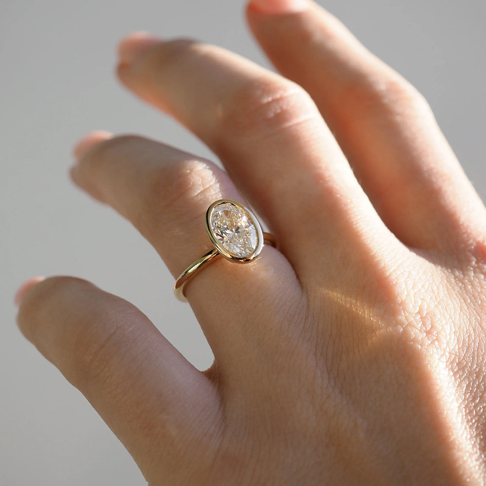 Bezel Set Oval Cut Labgrown Engagement Ring