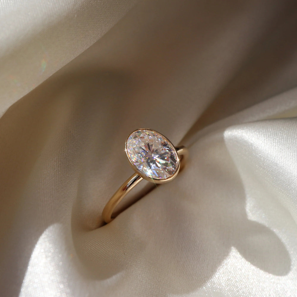 Bezel Set Oval Cut Labgrown Engagement Ring