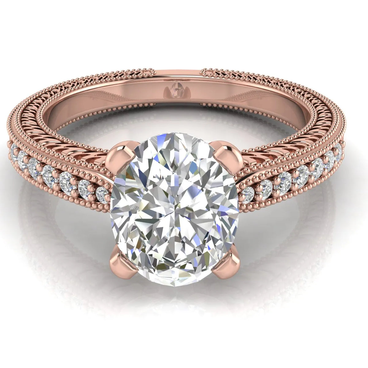 Vintage-Inspired Solitaire Ring with Accent Stones
