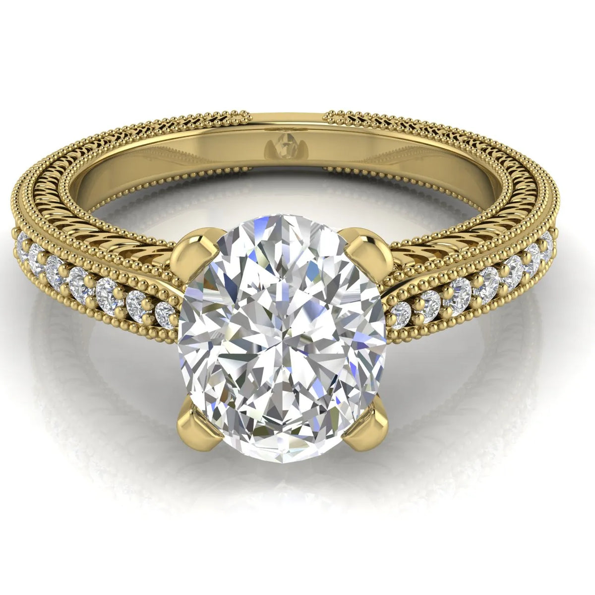 Vintage-Inspired Solitaire Ring with Accent Stones