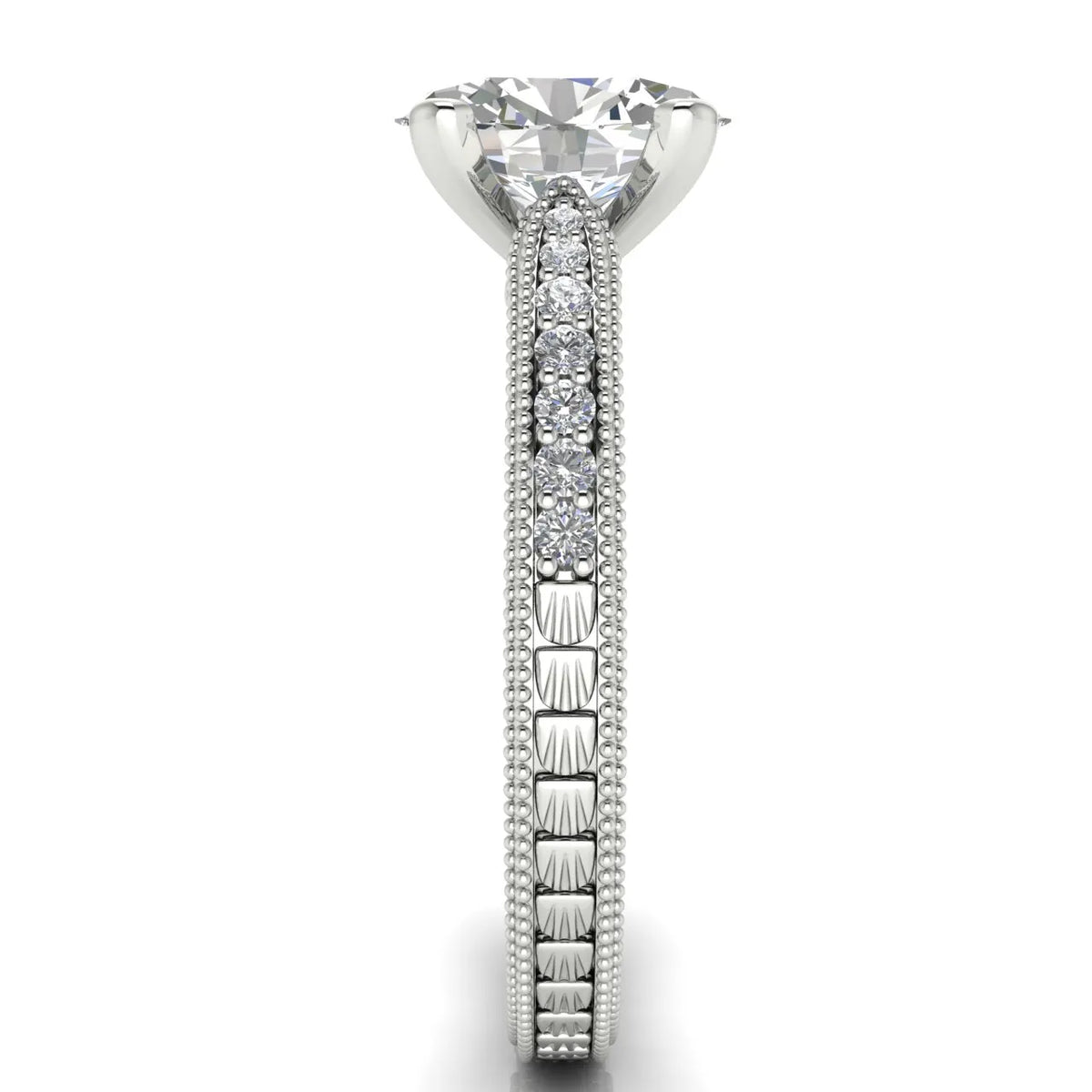 Vintage-Inspired Solitaire Ring with Accent Stones