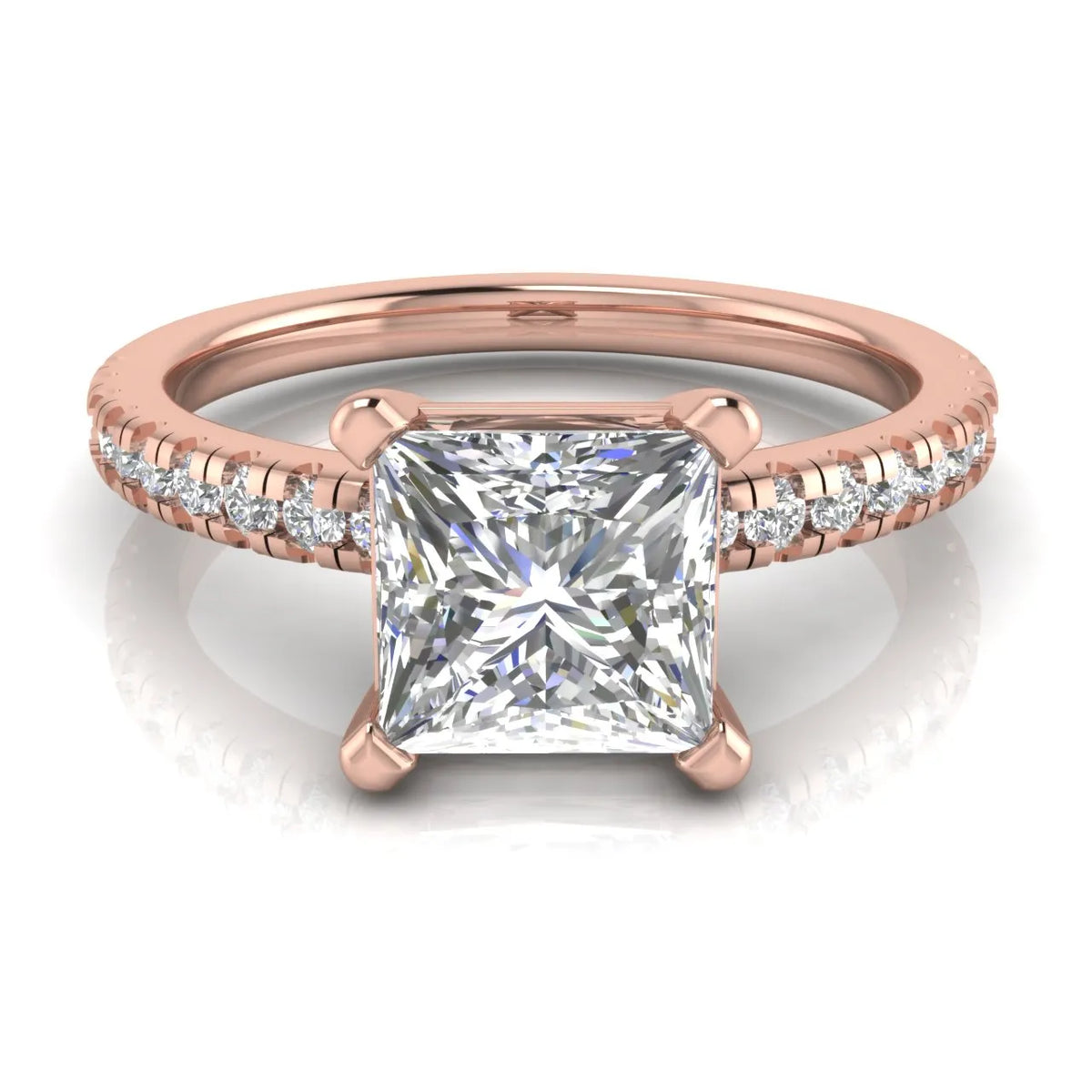 Delicate Pavé Accent Solitaire Ring