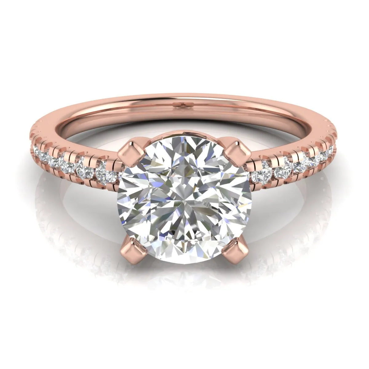 Delicate Pavé Accent Solitaire Ring