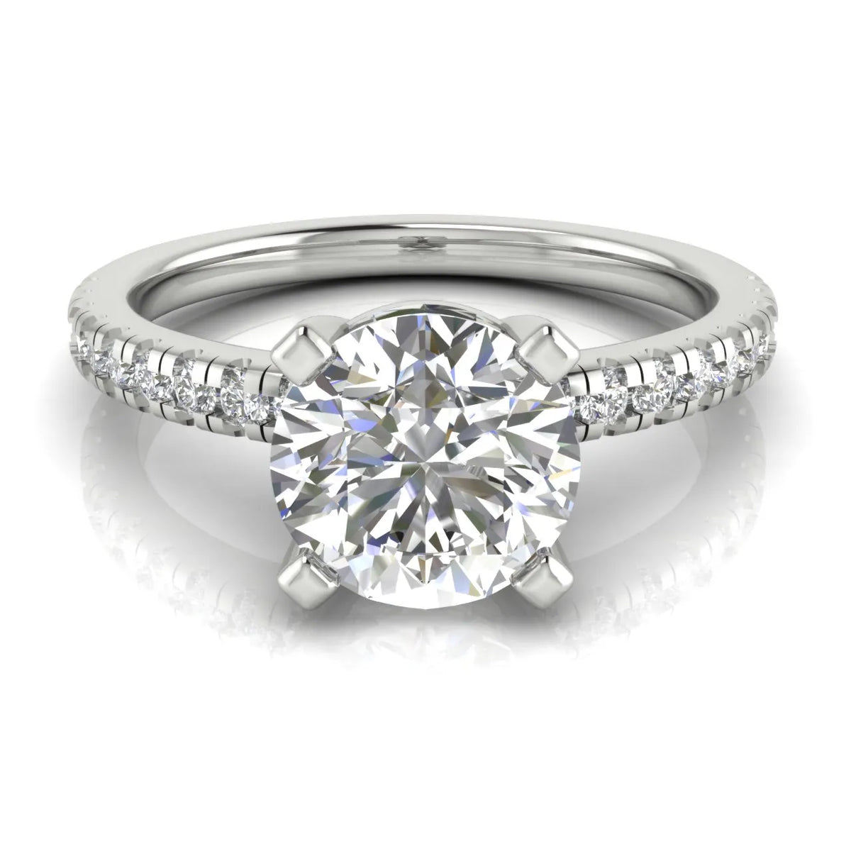 Delicate Pavé Accent Solitaire Ring