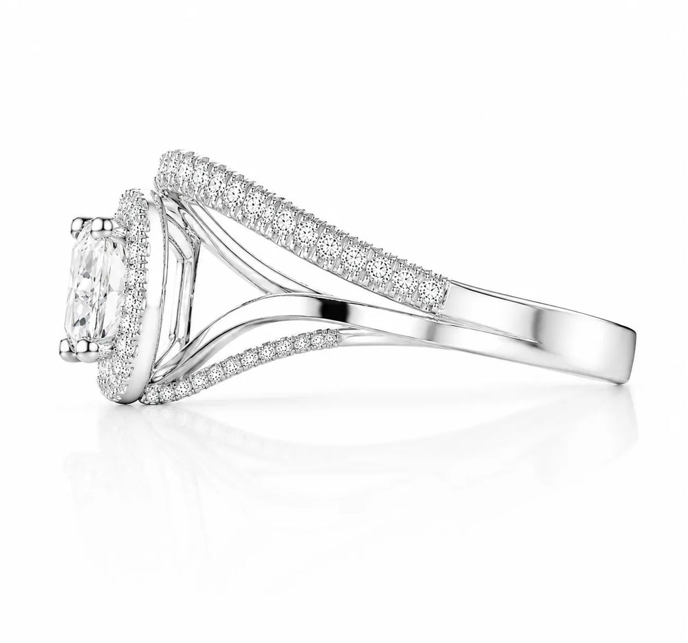 Oval Radiance Twist Engagement Ring