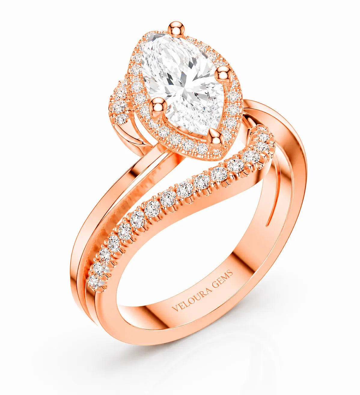 Oval Radiance Twist Engagement Ring