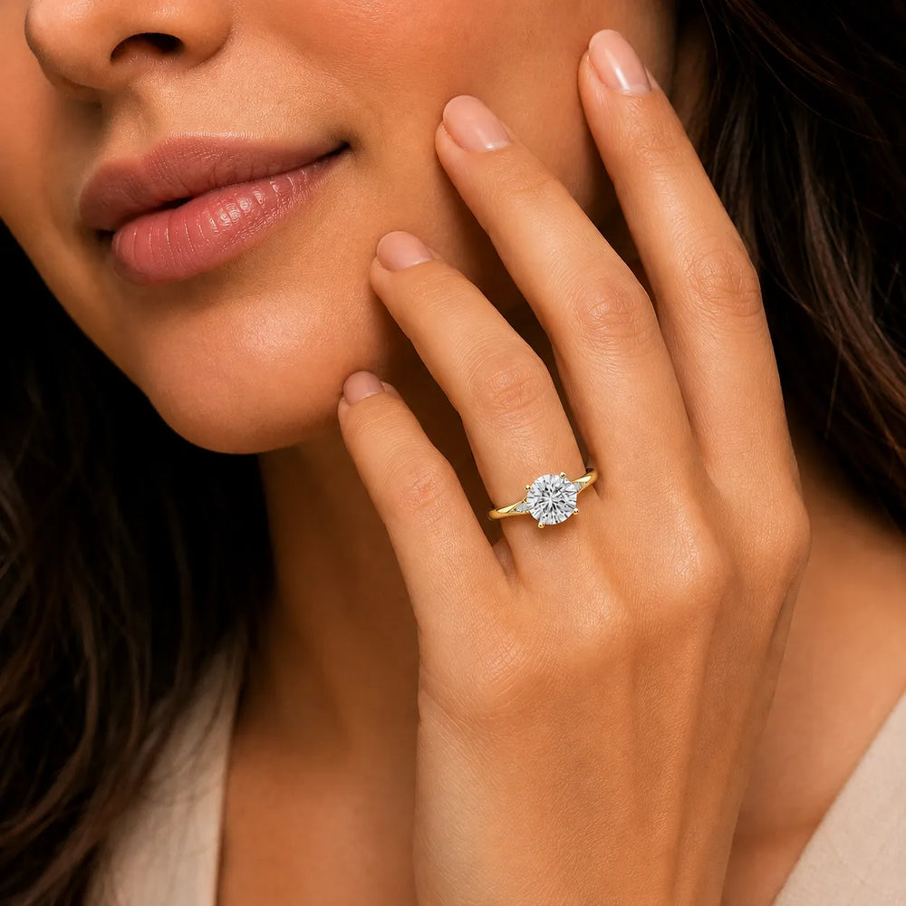 The Aurora Solitaire Side Diamond Engagement Ring