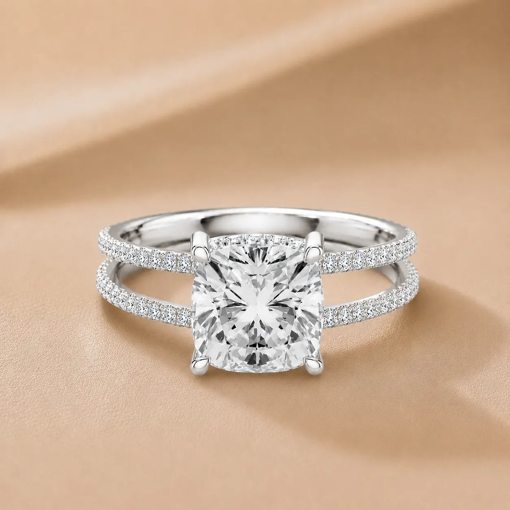 The Twin Halo Majesty Side Diamond Engagement Ring