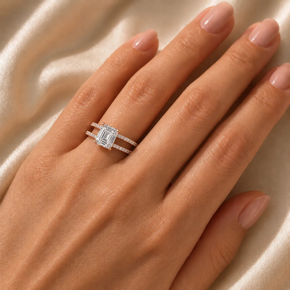 The Twin Halo Majesty Side Diamond Engagement Ring