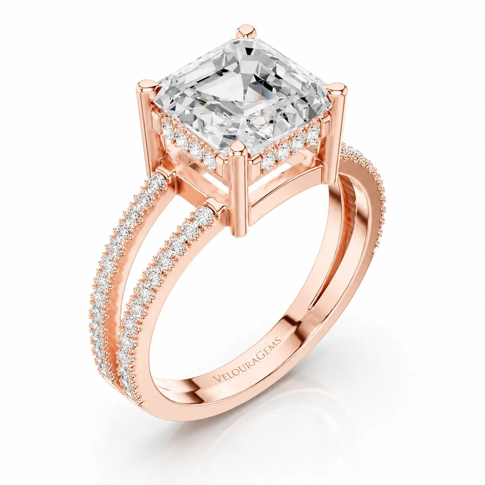 The Twin Halo Majesty Side Diamond Engagement Ring