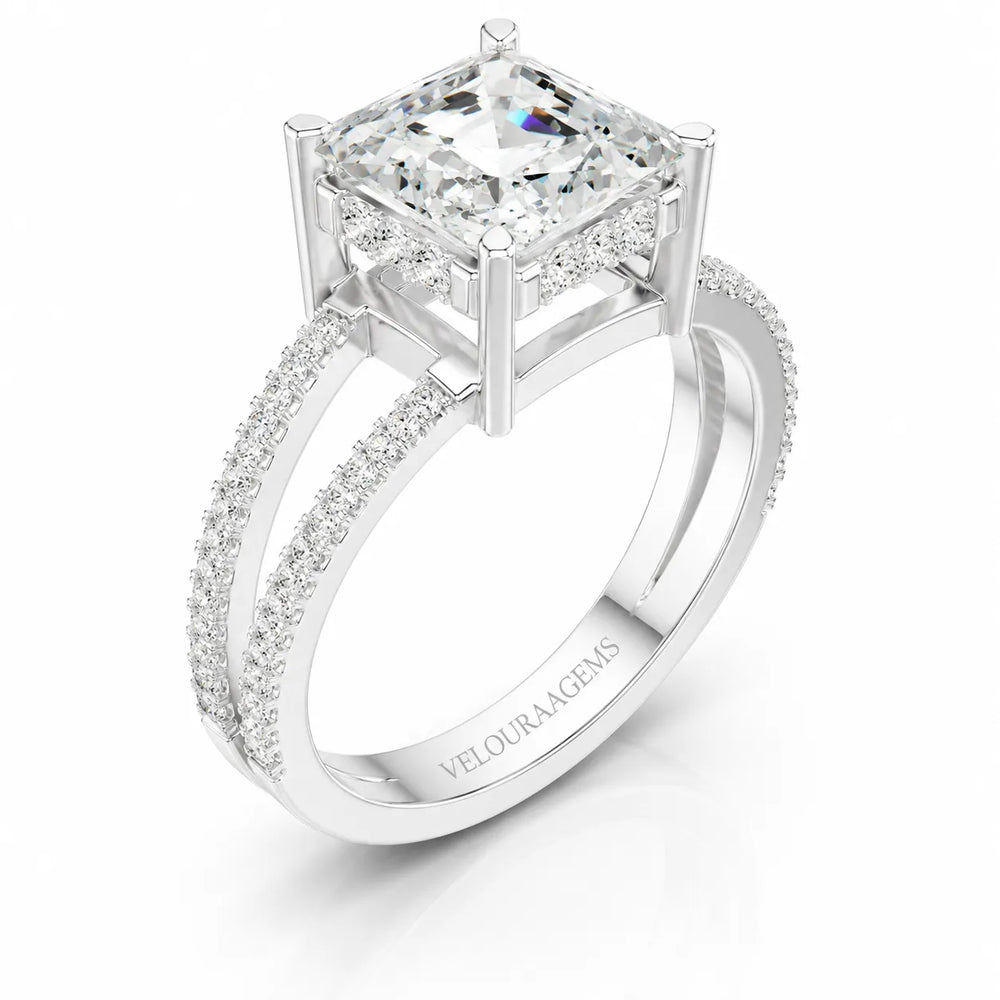 The Twin Halo Majesty Side Diamond Engagement Ring