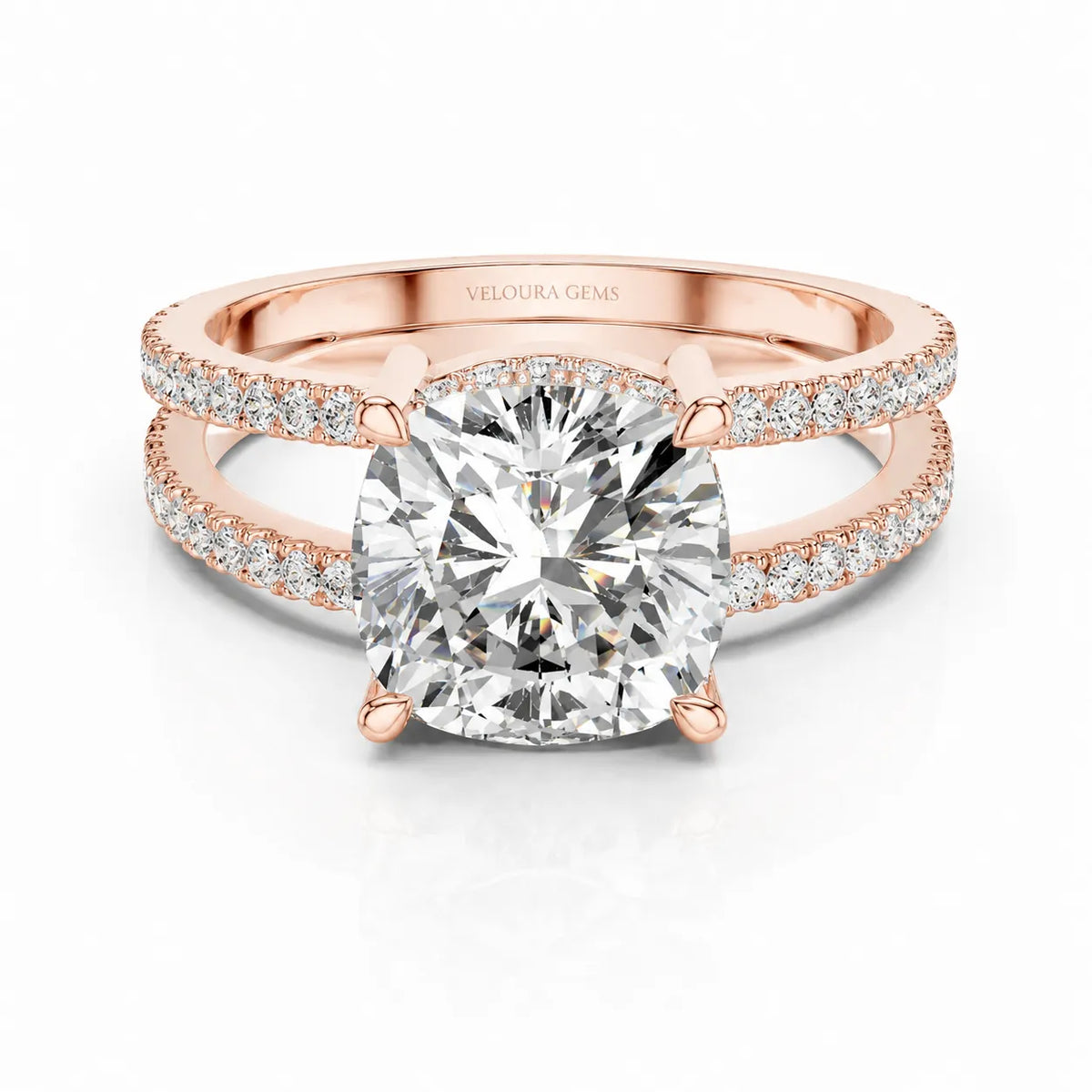 The Twin Halo Majesty Side Diamond Engagement Ring