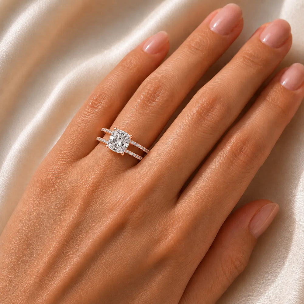 The Twin Halo Majesty Side Diamond Engagement Ring
