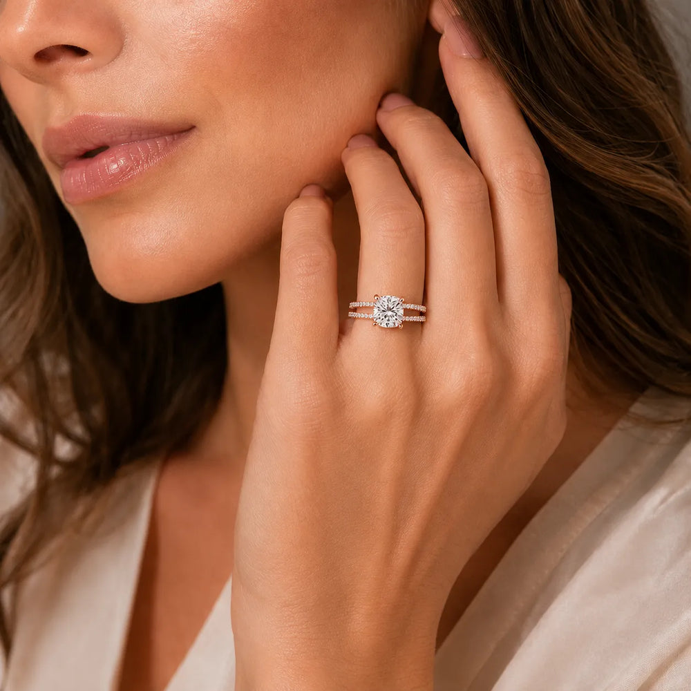 The Twin Halo Majesty Side Diamond Engagement Ring
