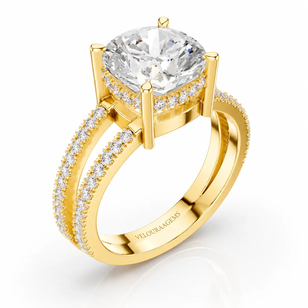 The Twin Halo Majesty Side Diamond Engagement Ring