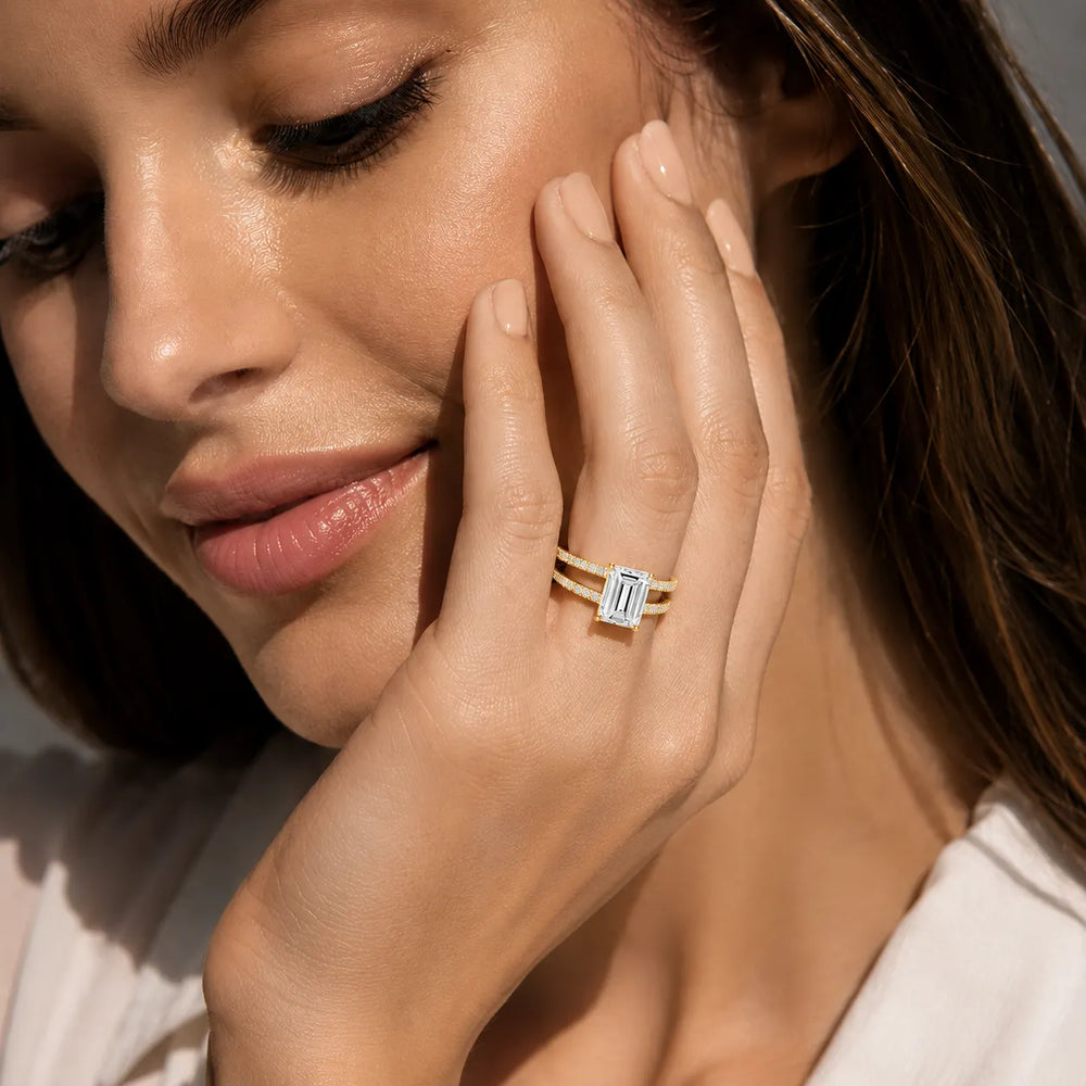 The Twin Halo Majesty Side Diamond Engagement Ring