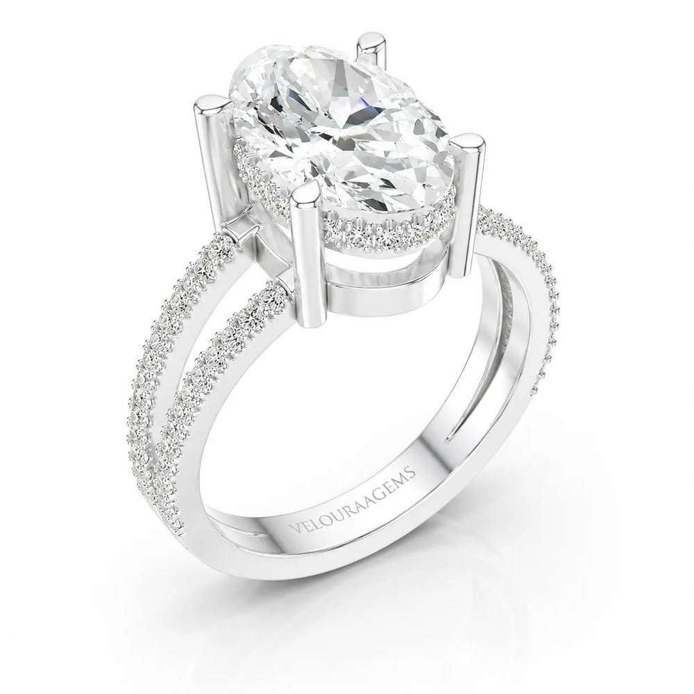 The Twin Halo Majesty Side Diamond Engagement Ring