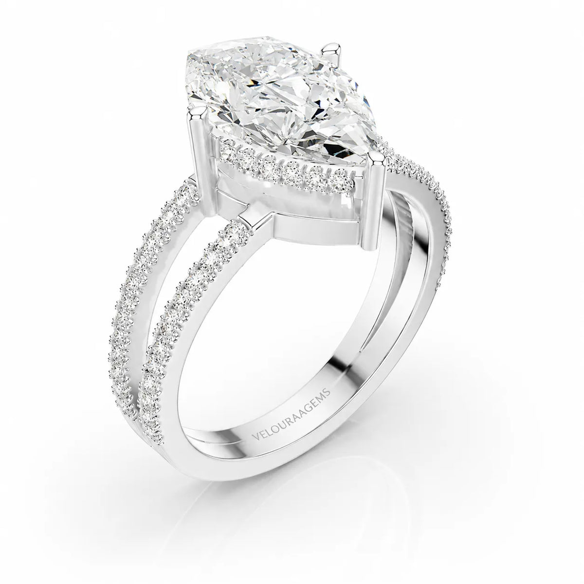 The Twin Halo Majesty Side Diamond Engagement Ring
