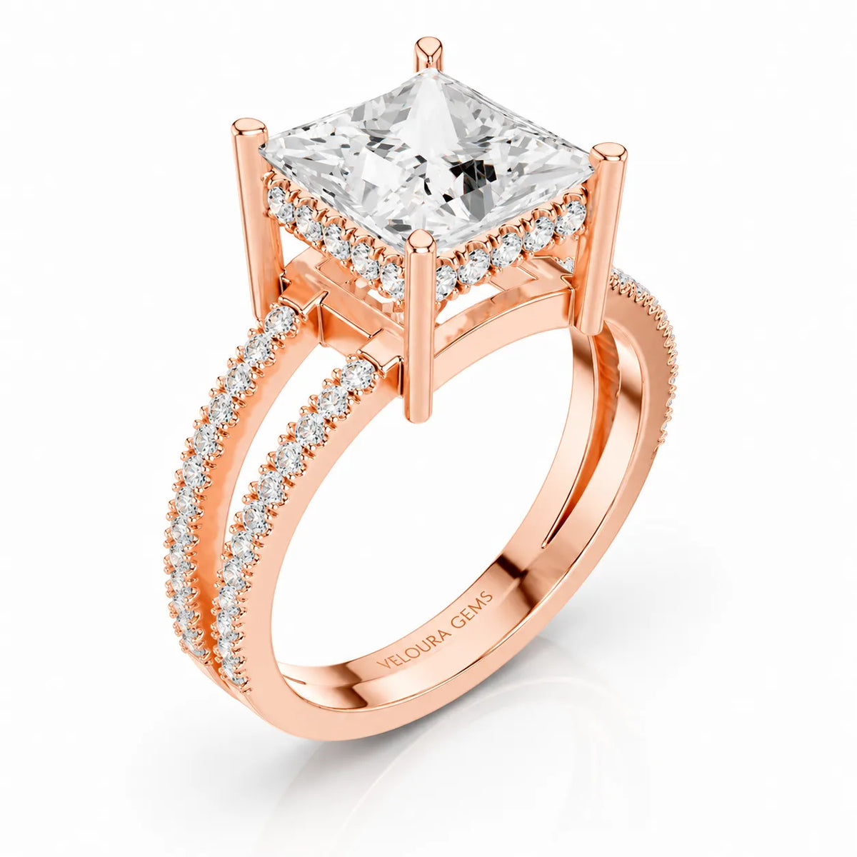 The Twin Halo Majesty Side Diamond Engagement Ring