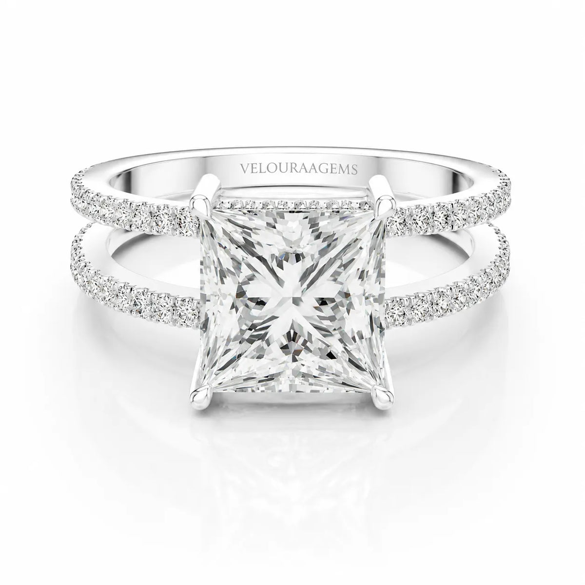 The Twin Halo Majesty Side Diamond Engagement Ring