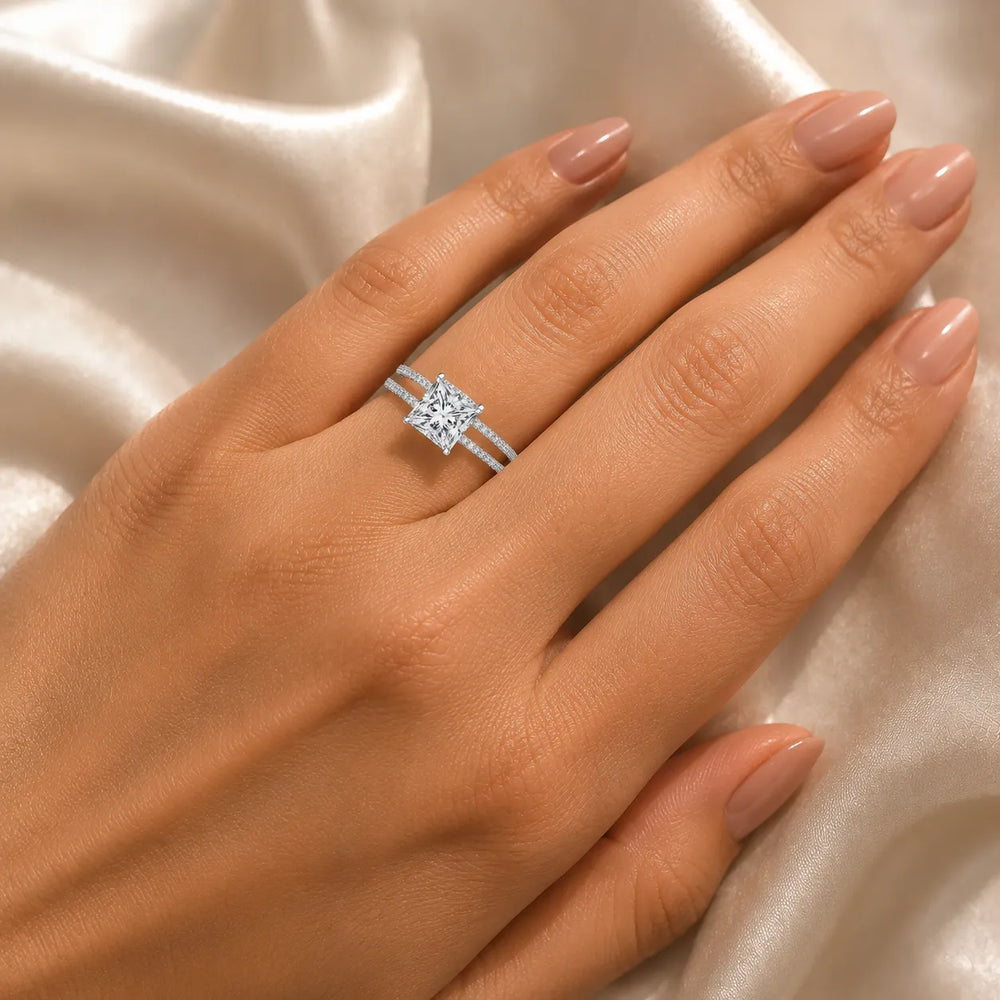 The Twin Halo Majesty Side Diamond Engagement Ring