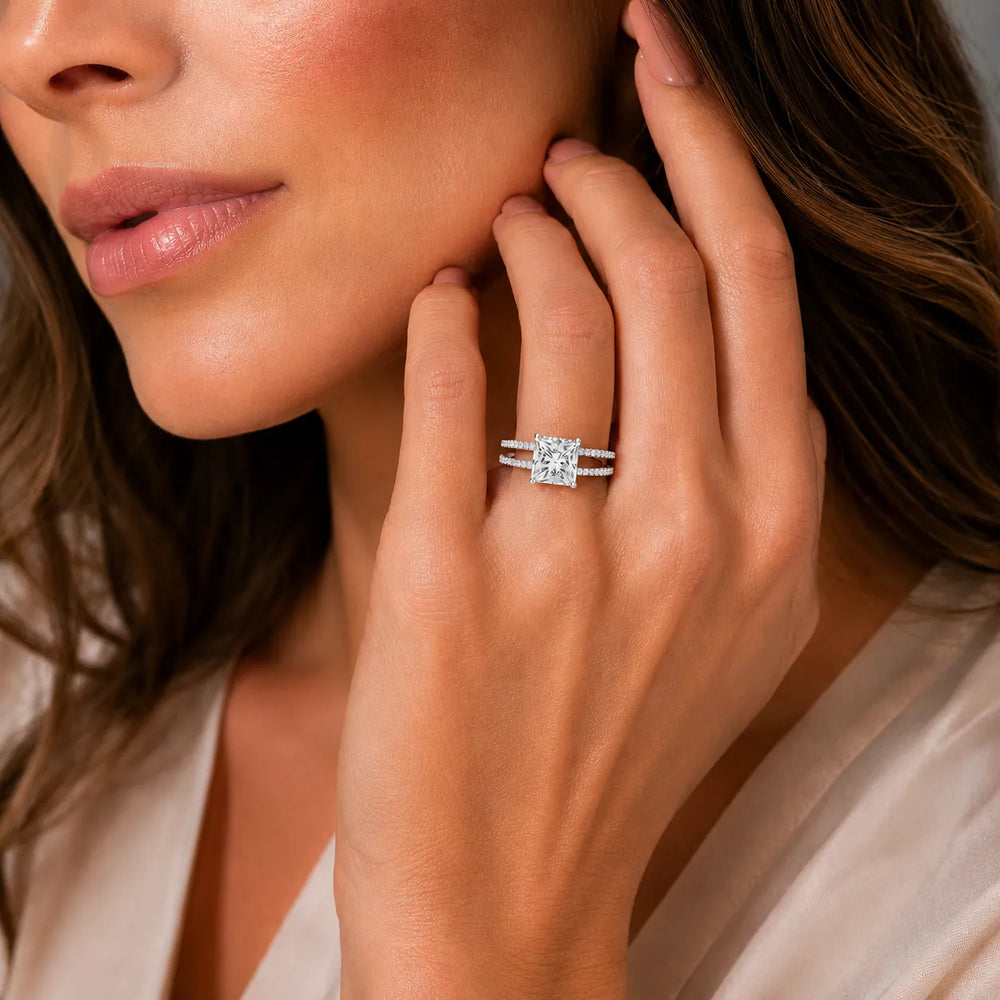 The Twin Halo Majesty Side Diamond Engagement Ring