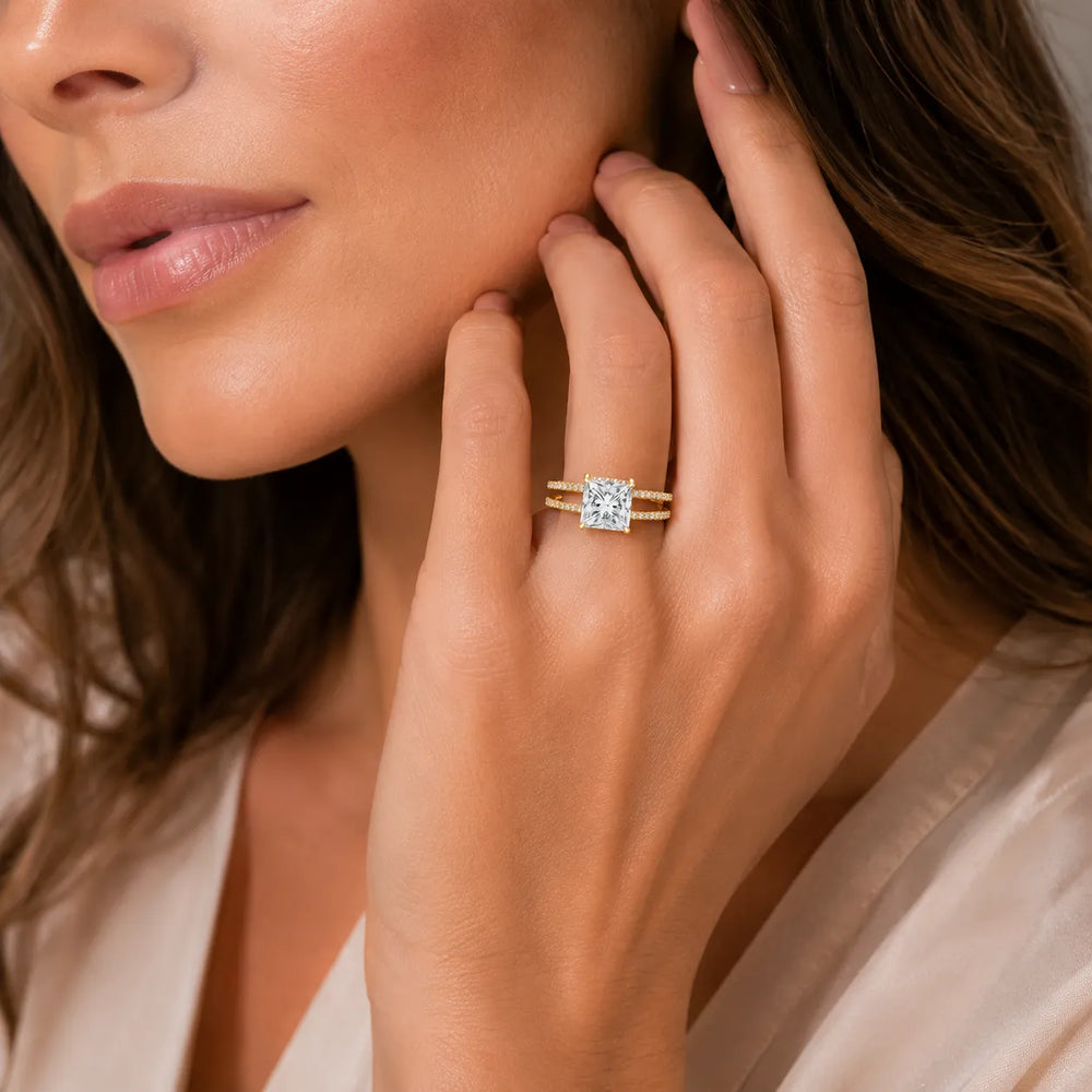 The Twin Halo Majesty Side Diamond Engagement Ring