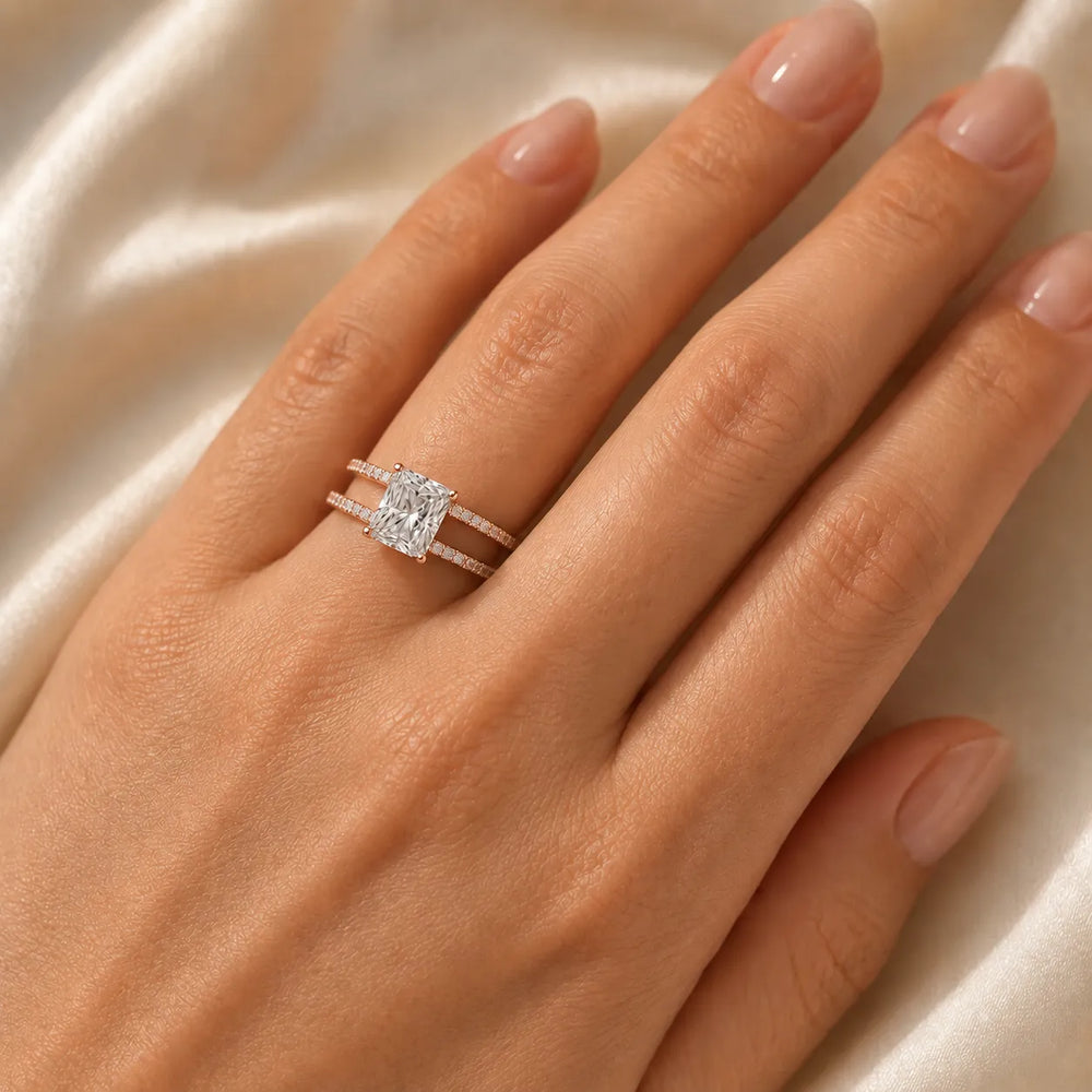 The Twin Halo Majesty Side Diamond Engagement Ring