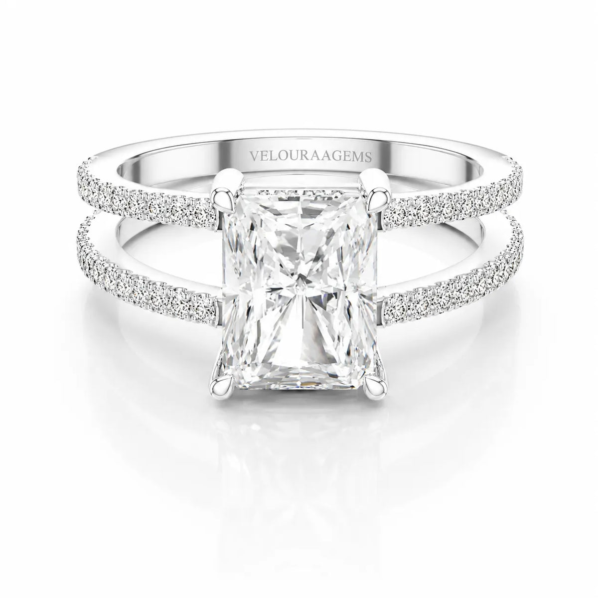 The Twin Halo Majesty Side Diamond Engagement Ring
