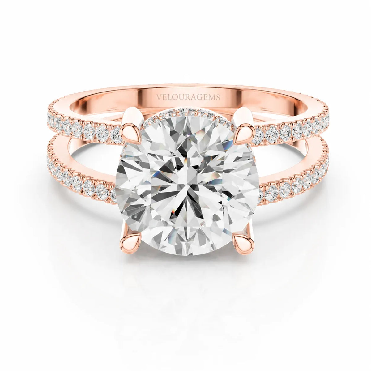 The Twin Halo Majesty Side Diamond Engagement Ring